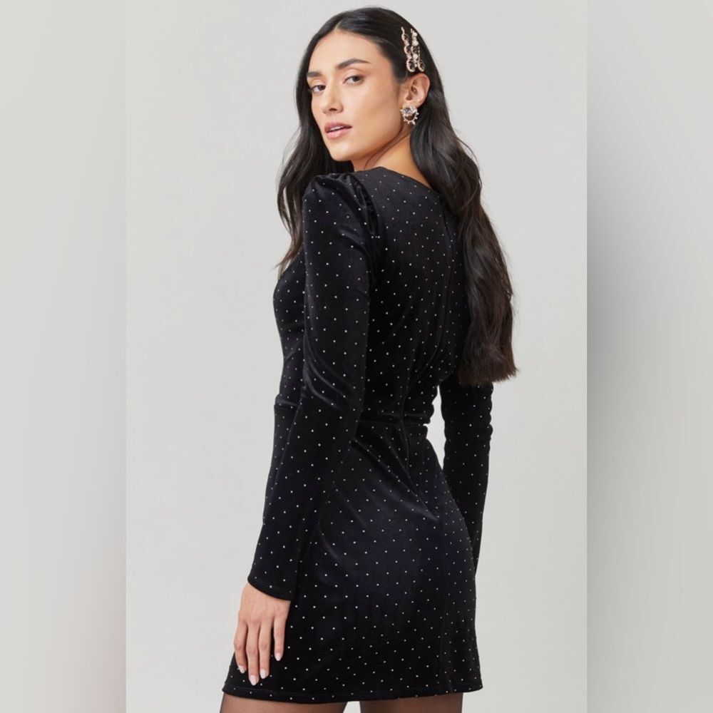 Black Mini Dress with Polka Dots Size L